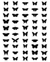 Naklejka premium Black silhouettes of butterflies, vector