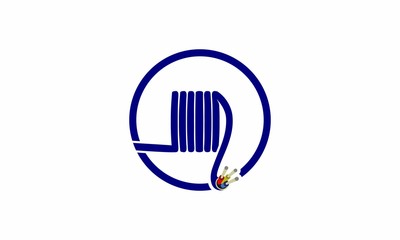 Fiber Optic Cable reels electric icon logo