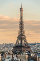 Naklejka premium Paris view from Arc de Triomphe de l'Etoile on Sunset. France.