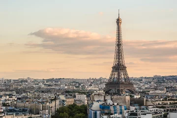 Zelfklevend Fotobehang Paris view from Arc de Triomphe de l'Etoile on Sunset. France. © dbrnjhrj