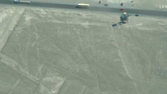 Flight over "The Hands" of Nazca Line in Peru