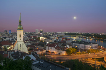 Fototapeta na wymiar Bratislava aerial view at twilight
