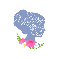 Vector illustraion greeting cart Happy Mothers Day lettering woman