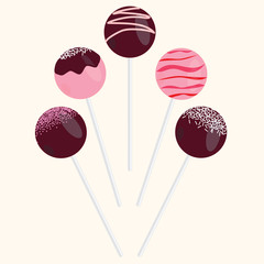 Cake Pops Vector Illustrations Set