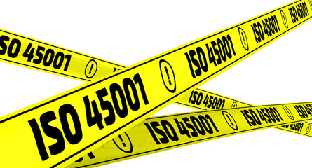 ISO 45001. Yellow warning tapes