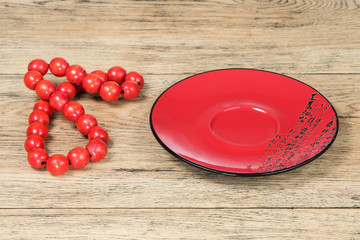 Empty plate and beads