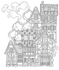 Vector cute fairy tale town doodle - 109400023