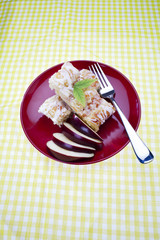 delicious apple pie served in plate.
