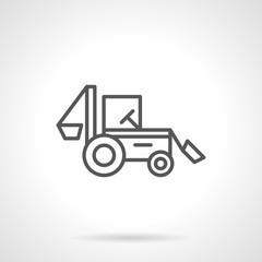 Backhoe loader black line vector icon