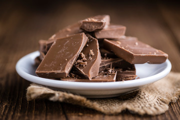 Milk Chocolate on wooden background