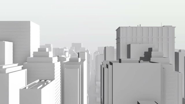 Seamless looping animation of a 3d city skyline, daytime