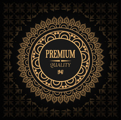vector elegant golden label, logo on seamless pattern, gradient and signature premium quality