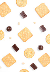 Cookies and candies on a white background