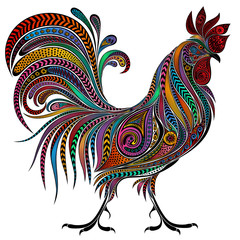 Vector colored cock of the patterns for the New year 2017