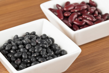black and red kidney beans.