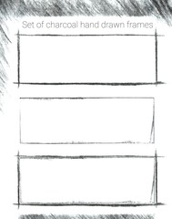 Set of charcoal hand drawn frames - 109404201