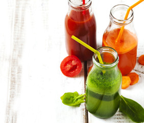 Fruits and vegetable juice in bottle