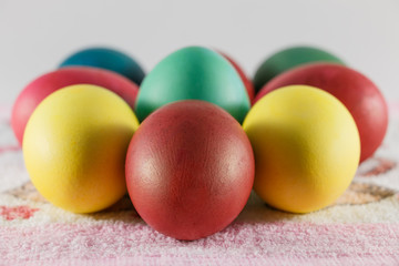 Fototapeta na wymiar Colored different paint of egg