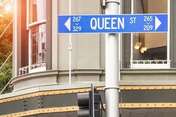 Poster Road sign of Queen Street in Auckland - Urban concept in New Zealand © Mirko Vitali
