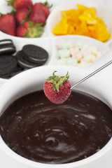 strawberry and melted chocolate