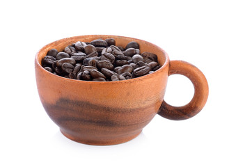 coffee bean in wood cup