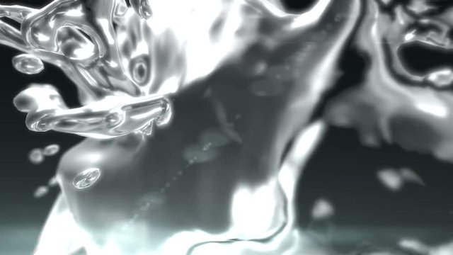 Seamless looping background animation with liquid metal including alpha matte