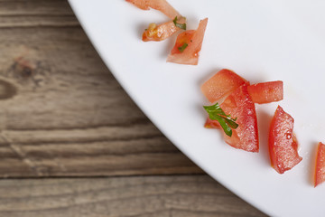 tomatoes and basil garnish