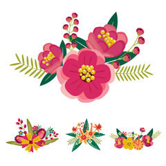 Retro floral frame collection for wedding, vector illustration