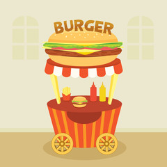 Burger card on street food.