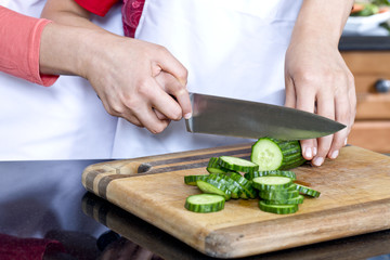 slicing fresh bitter melon