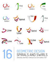 Fototapeta na wymiar Logo collection, ribbon waves, swirls, spirals
