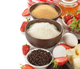 Ingredients for baking strawberries cake