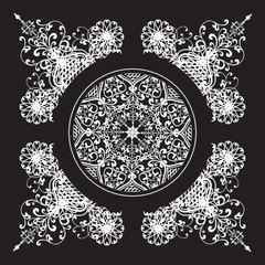 black and white lace mandala