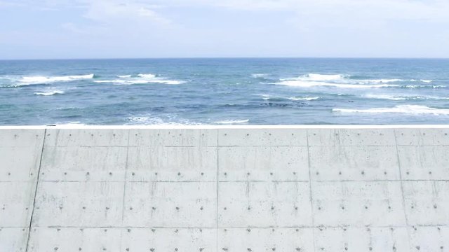 Iwaki City, Fukushima, Coast with a seawall　福島県いわき市　防潮堤のある海岸