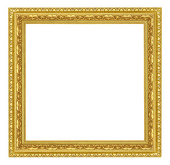 The gold frame on the white background