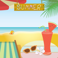 summer background with watermelon smoothie