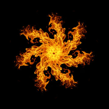 rowel of fire flame on black