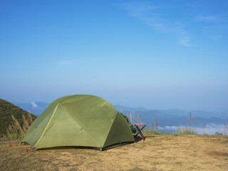 Camping tent on the mountain