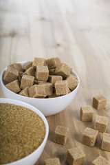 Cane sugar in a white bowls