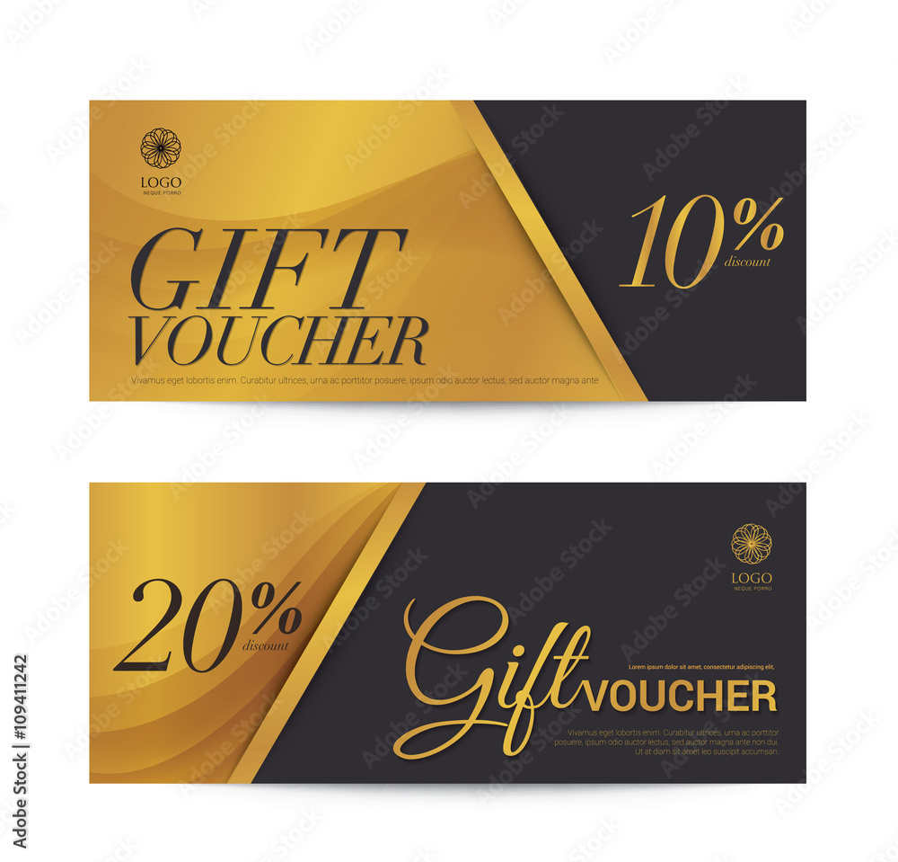 Wall mural template gift voucher coupon discount, background gold design