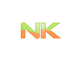 Green Orange shiny NK letters