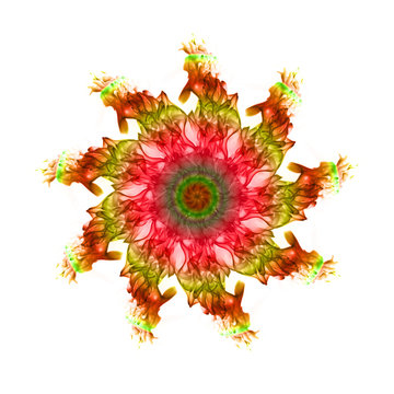 rowel of colorful fire flame on white