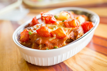 Baked pork rice in restaurant