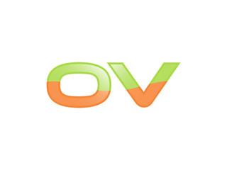 Green Orange shiny OV letters