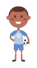 Young football boy vector illustration.