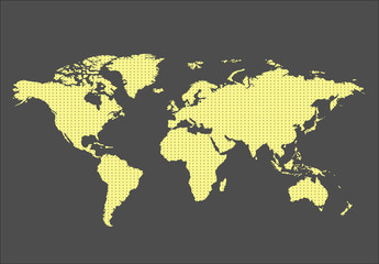 World map countries colorful with dots. Vector illustration.