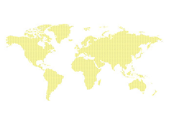 World map countries colorful with dots. Vector illustration.