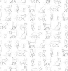 A seamless background with cats and kittens.