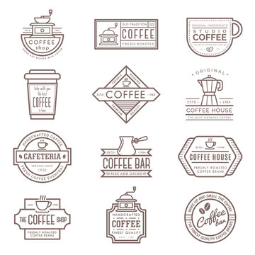 Coffee monogram vector icon.
