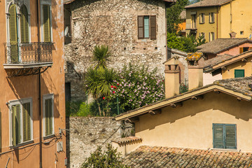 Fototapeta na wymiar The historic center of Spoleto city in Umbria